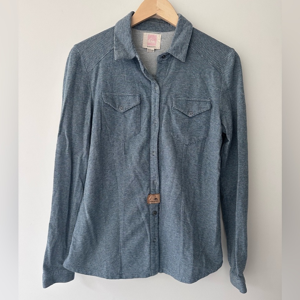 Quiksilver | Size XS/S | Blue Terry Striped Button-Up Shirt